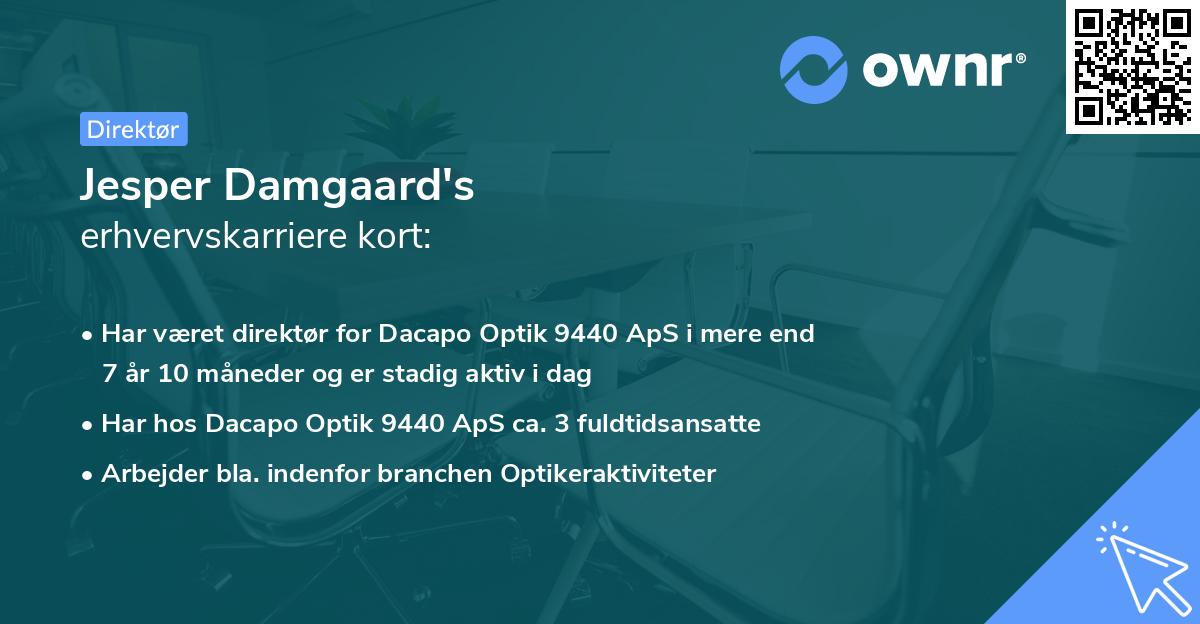 Jesper Damgaard's erhvervskarriere kort