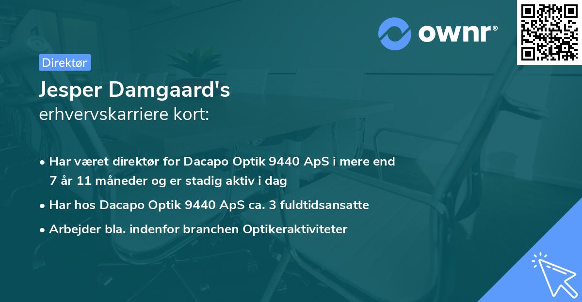 Jesper Damgaard's erhvervskarriere kort