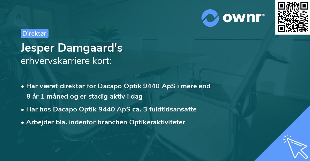 Jesper Damgaard's erhvervskarriere kort