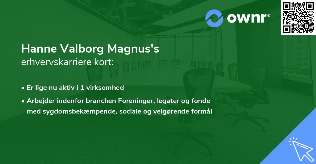 Hanne Valborg Magnus's erhvervskarriere kort