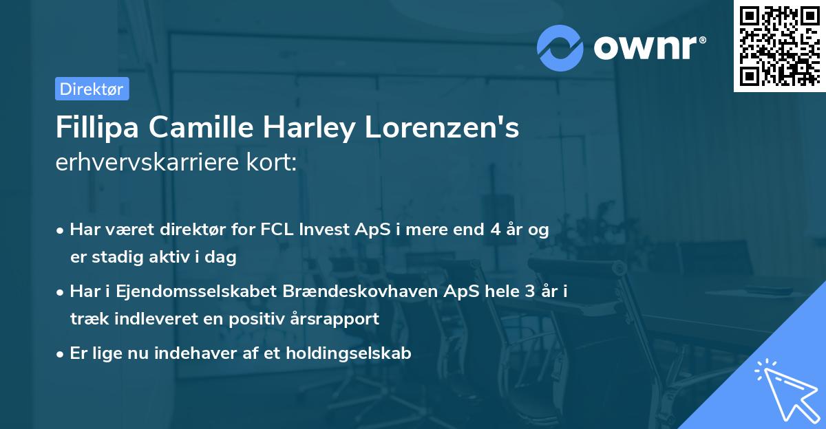 Fillipa Camille Harley Lorenzen's erhvervskarriere kort