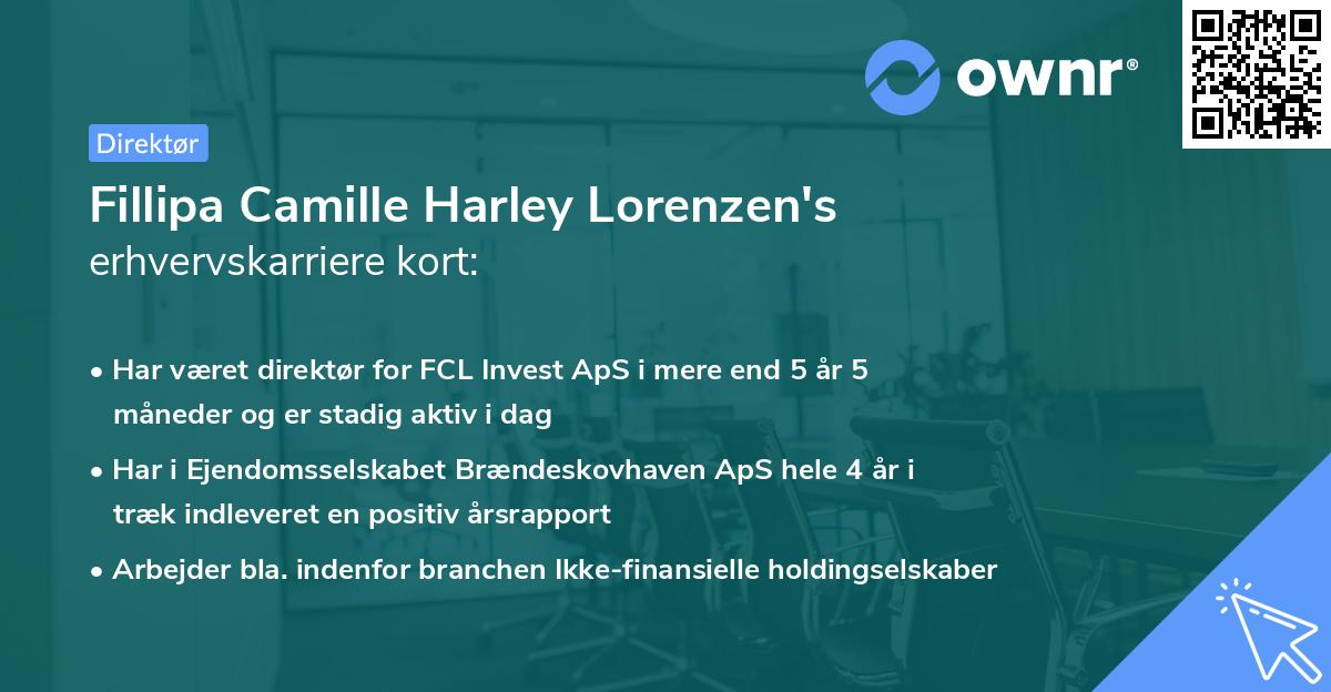 Fillipa Camille Harley Lorenzen's erhvervskarriere kort