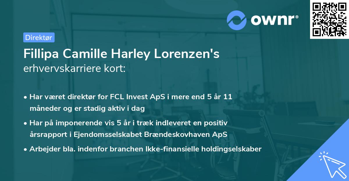 Fillipa Camille Harley Lorenzen's erhvervskarriere kort