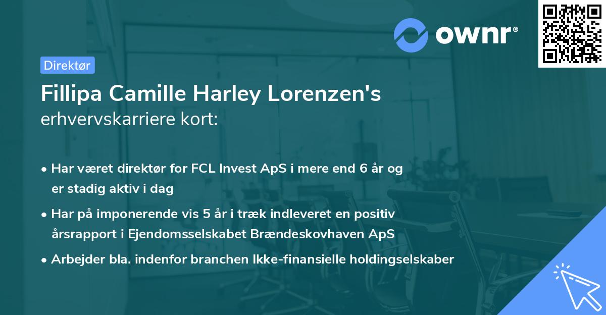 Fillipa Camille Harley Lorenzen's erhvervskarriere kort