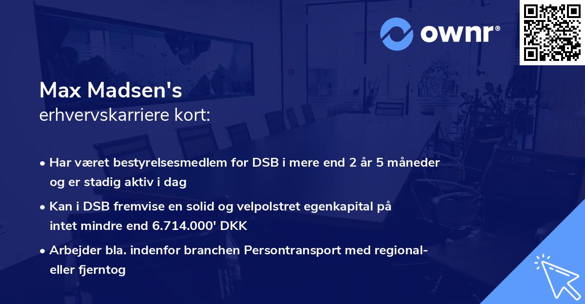 Max Madsen's erhvervskarriere kort