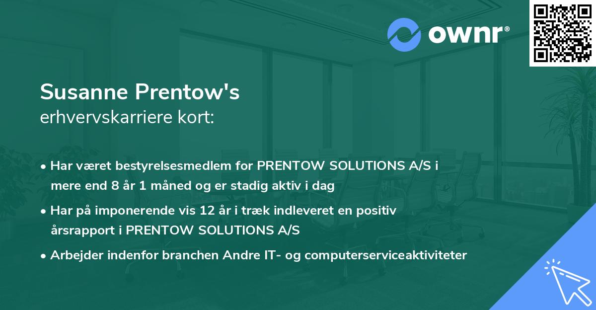 Susanne Prentow's erhvervskarriere kort