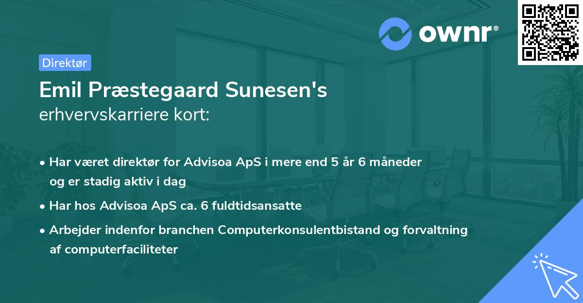 Emil Præstegaard Sunesen's erhvervskarriere kort
