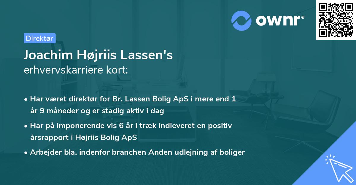 Joachim Højriis Lassen's erhvervskarriere kort