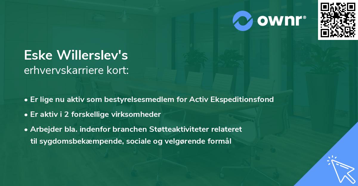 Eske Willerslev's erhvervskarriere kort