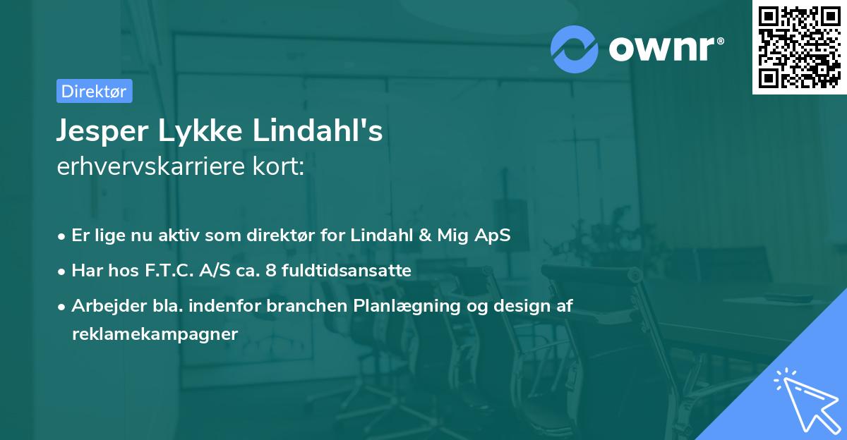 Jesper Lykke Lindahl's erhvervskarriere kort
