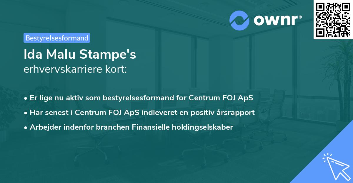 Ida Malu Stampe's erhvervskarriere kort