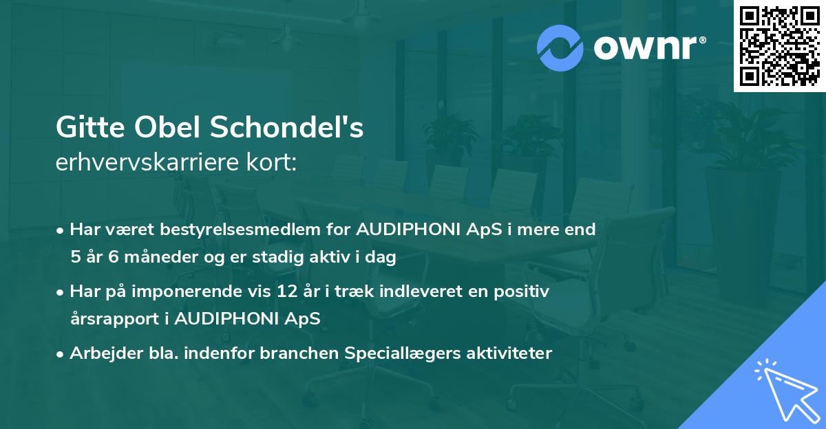 Gitte Obel Schondel's erhvervskarriere kort