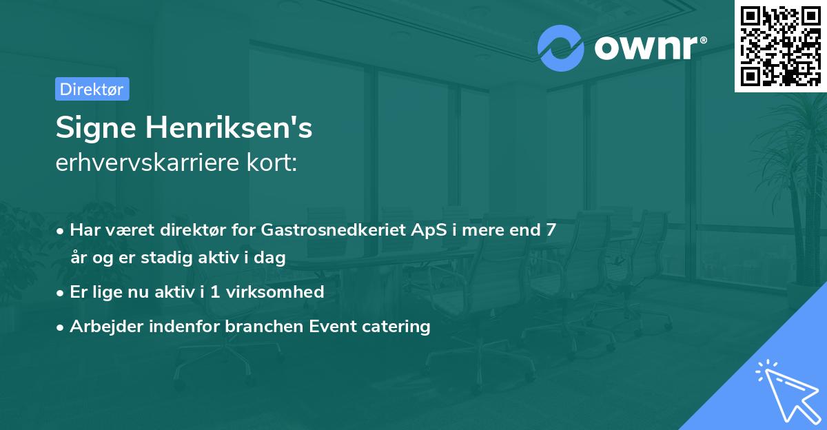 Signe Henriksen's erhvervskarriere kort