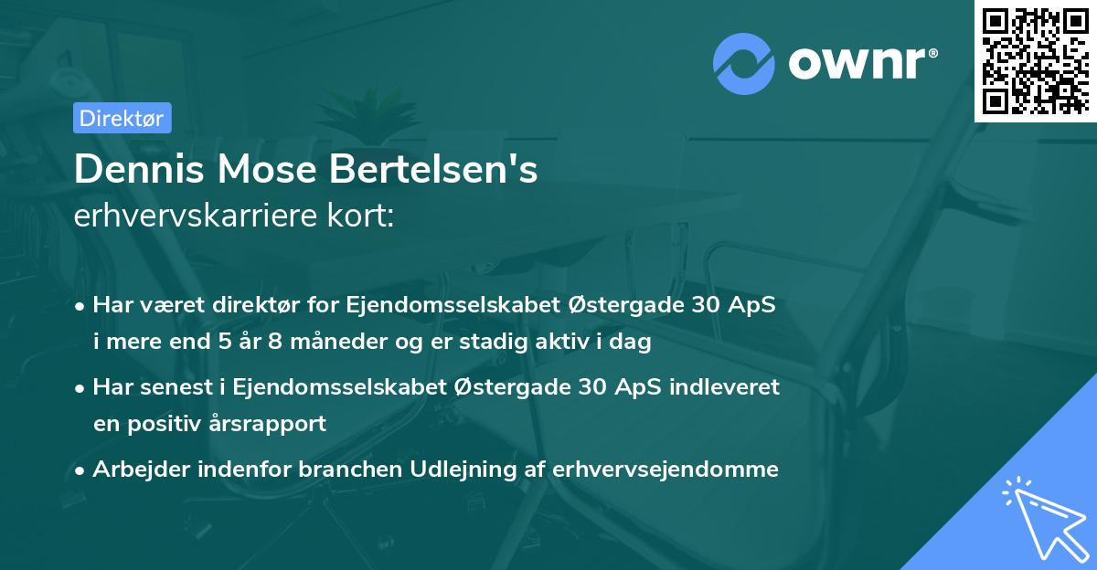 Dennis Mose Bertelsen's erhvervskarriere kort