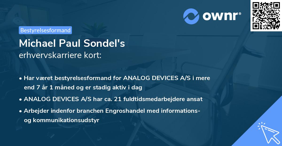 Michael Paul Sondel's erhvervskarriere kort