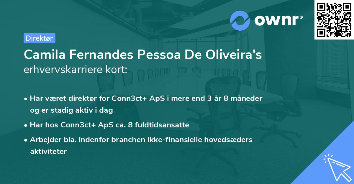 Camila Fernandes Pessoa De Oliveira's erhvervskarriere kort