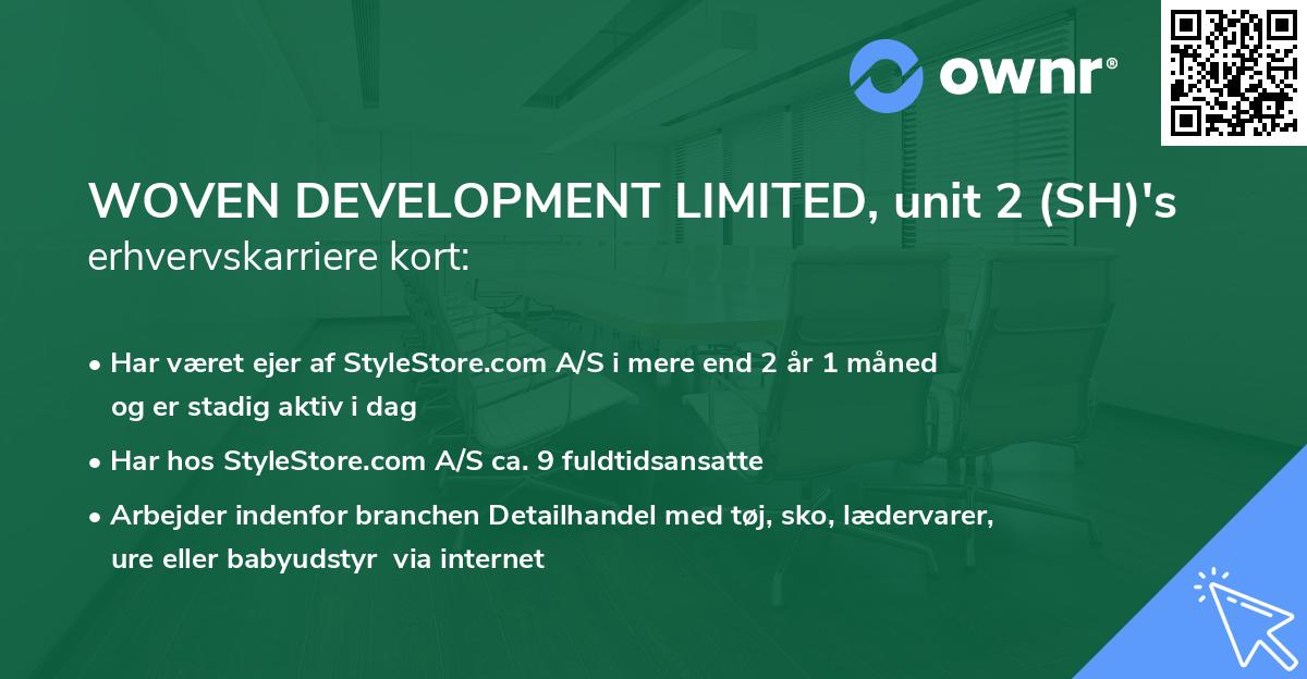 WOVEN DEVELOPMENT LIMITED, unit 2 (SH)'s erhvervskarriere kort