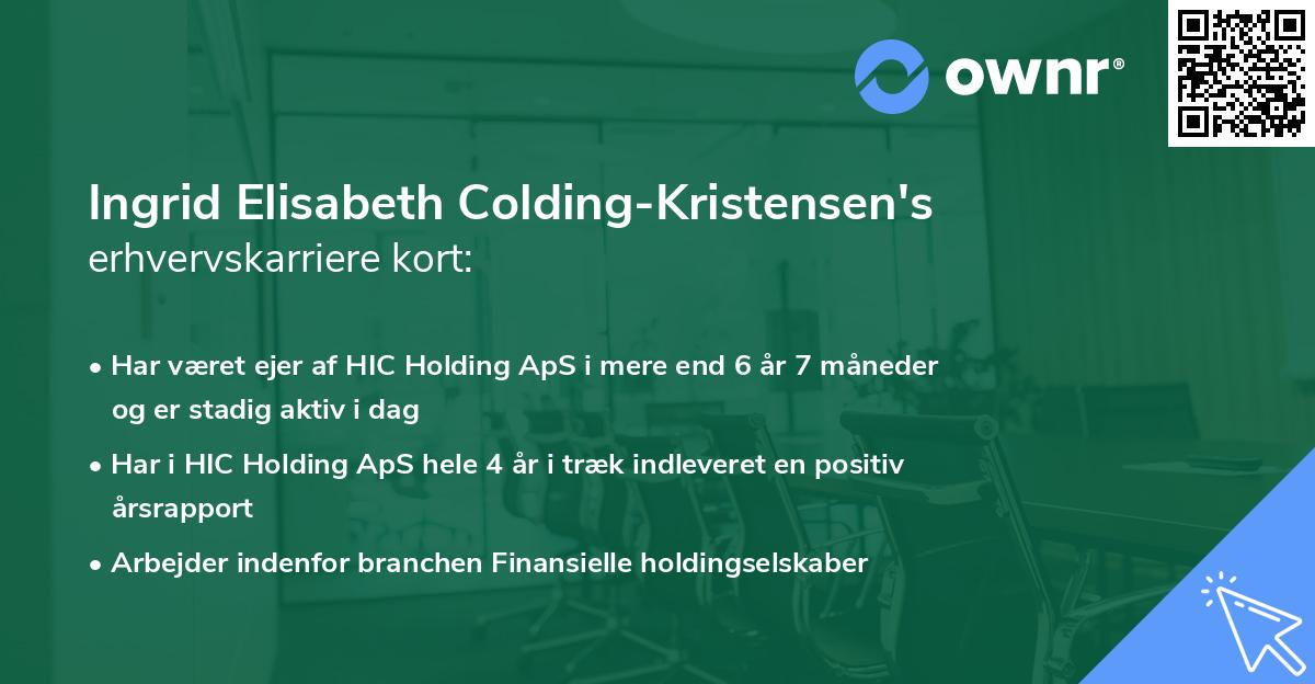 Ingrid Elisabeth Colding-Kristensen's erhvervskarriere kort