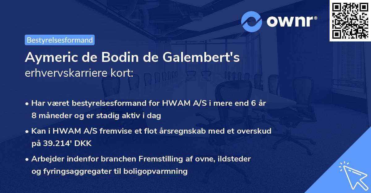 Aymeric de Bodin de Galembert's erhvervskarriere kort