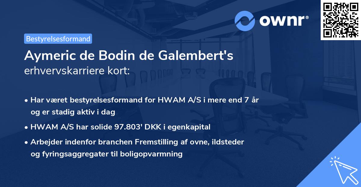 Aymeric de Bodin de Galembert's erhvervskarriere kort