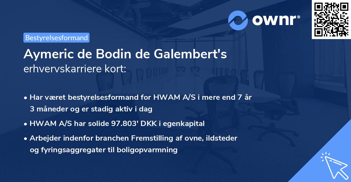 Aymeric de Bodin de Galembert's erhvervskarriere kort