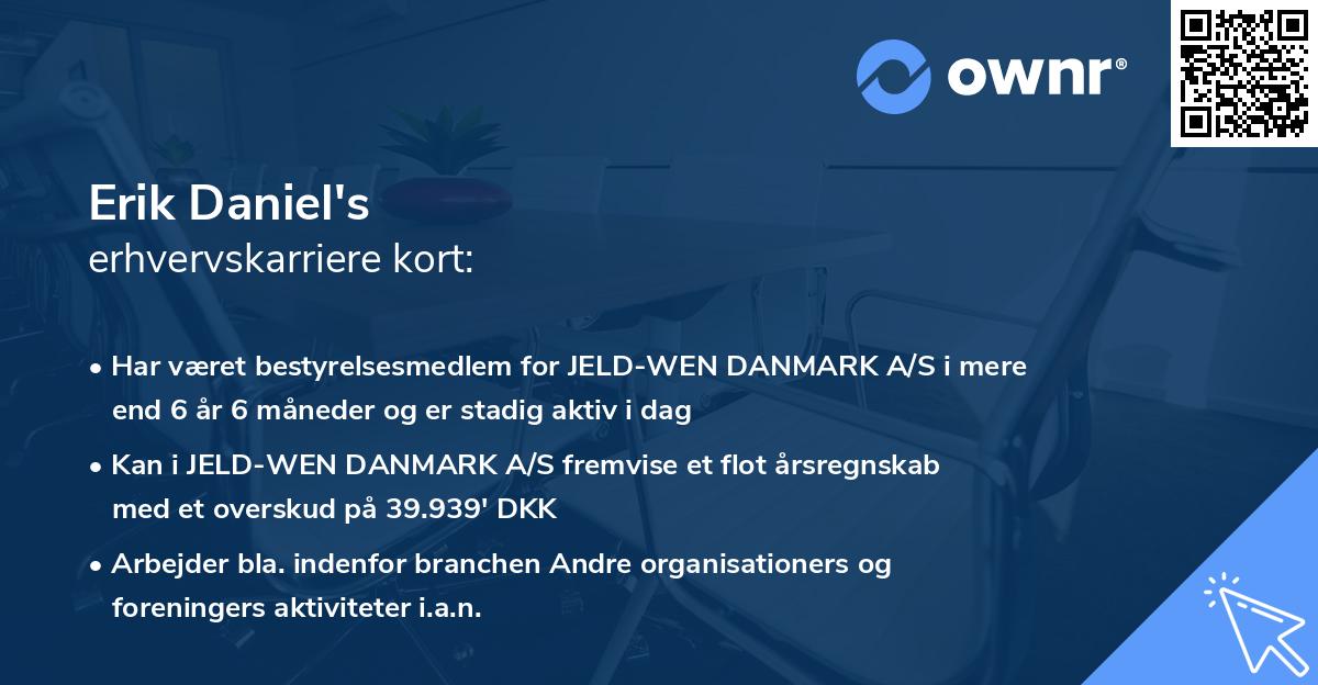 Erik Daniel's erhvervskarriere kort