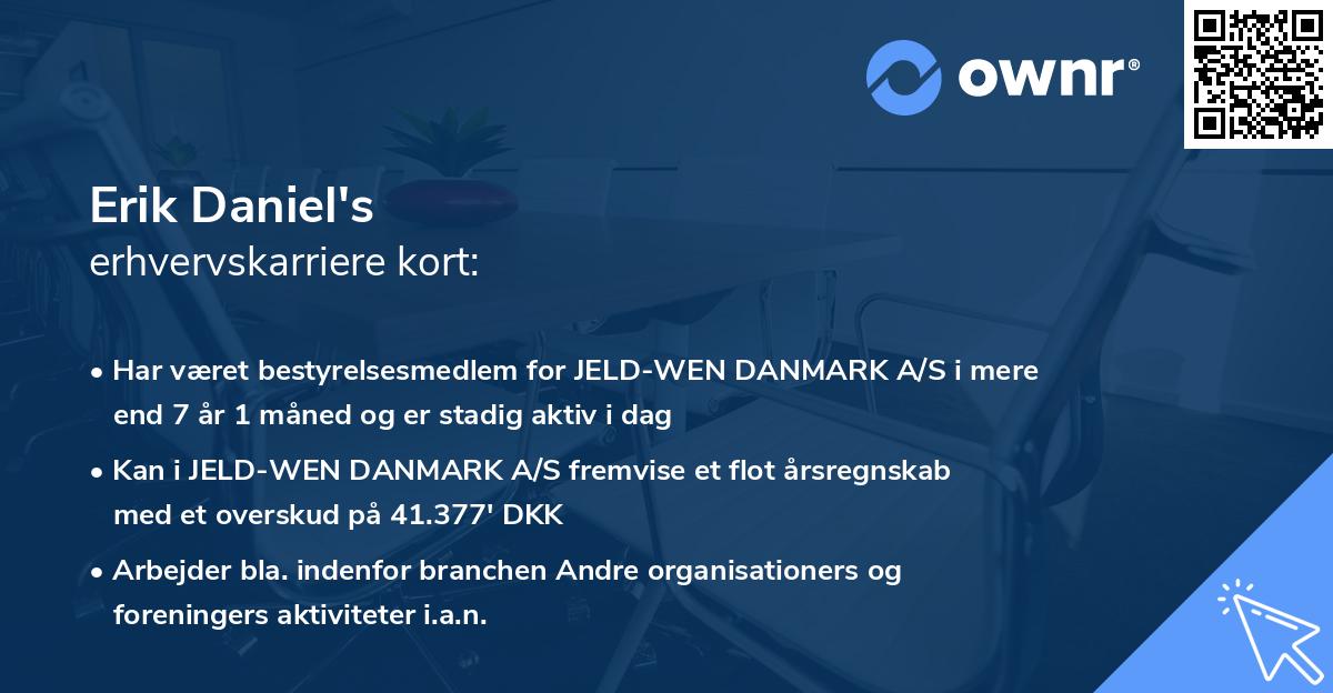 Erik Daniel's erhvervskarriere kort