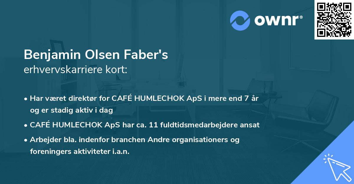 Benjamin Olsen Faber's erhvervskarriere kort