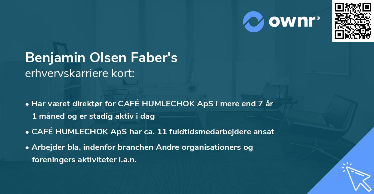 Benjamin Olsen Faber's erhvervskarriere kort
