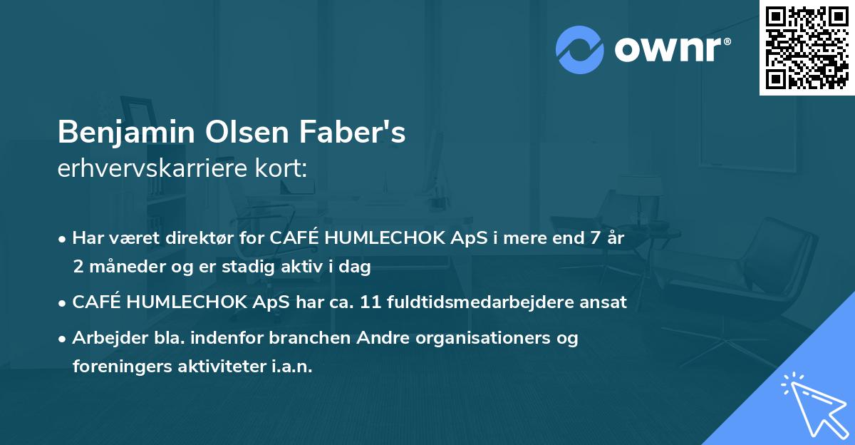 Benjamin Olsen Faber's erhvervskarriere kort