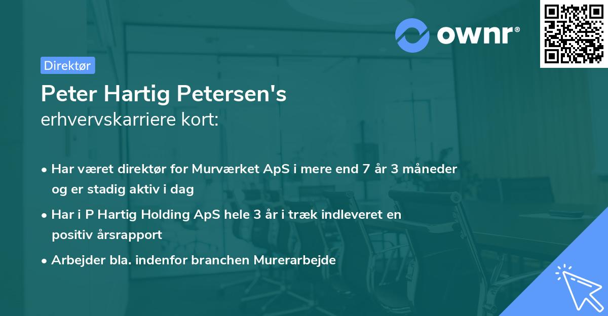 Peter Hartig Petersen's erhvervskarriere kort