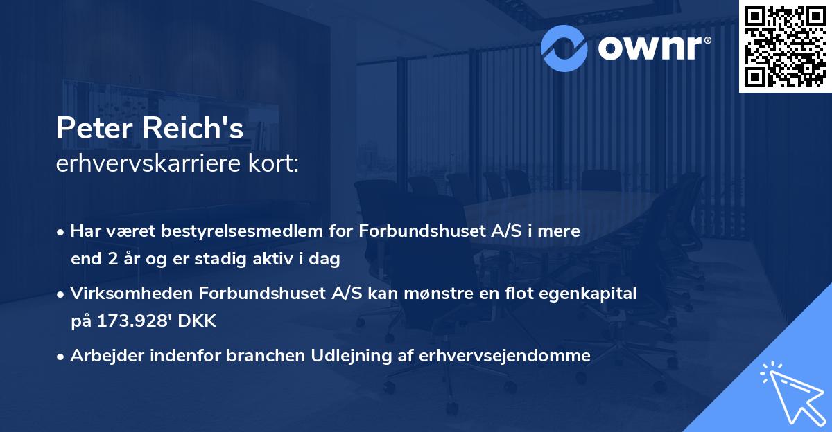 Peter Reich's erhvervskarriere kort