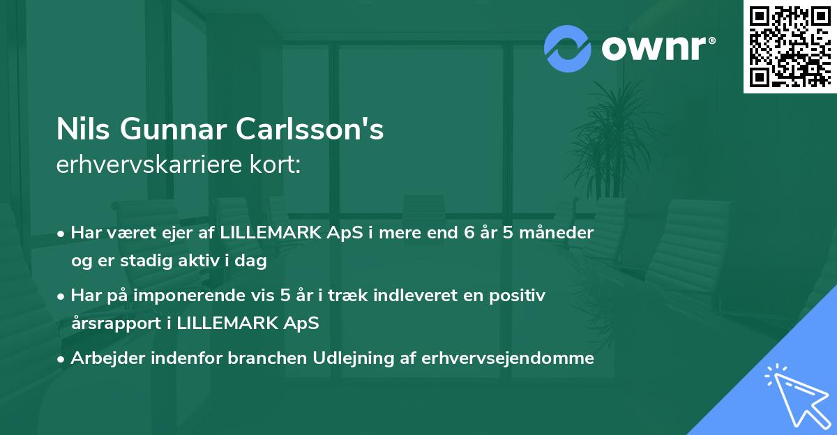 Nils Gunnar Carlsson's erhvervskarriere kort