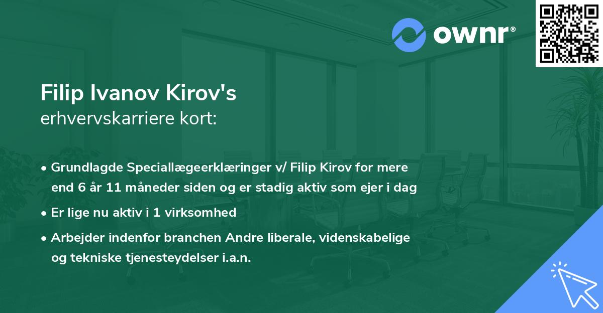 Filip Ivanov Kirov's erhvervskarriere kort