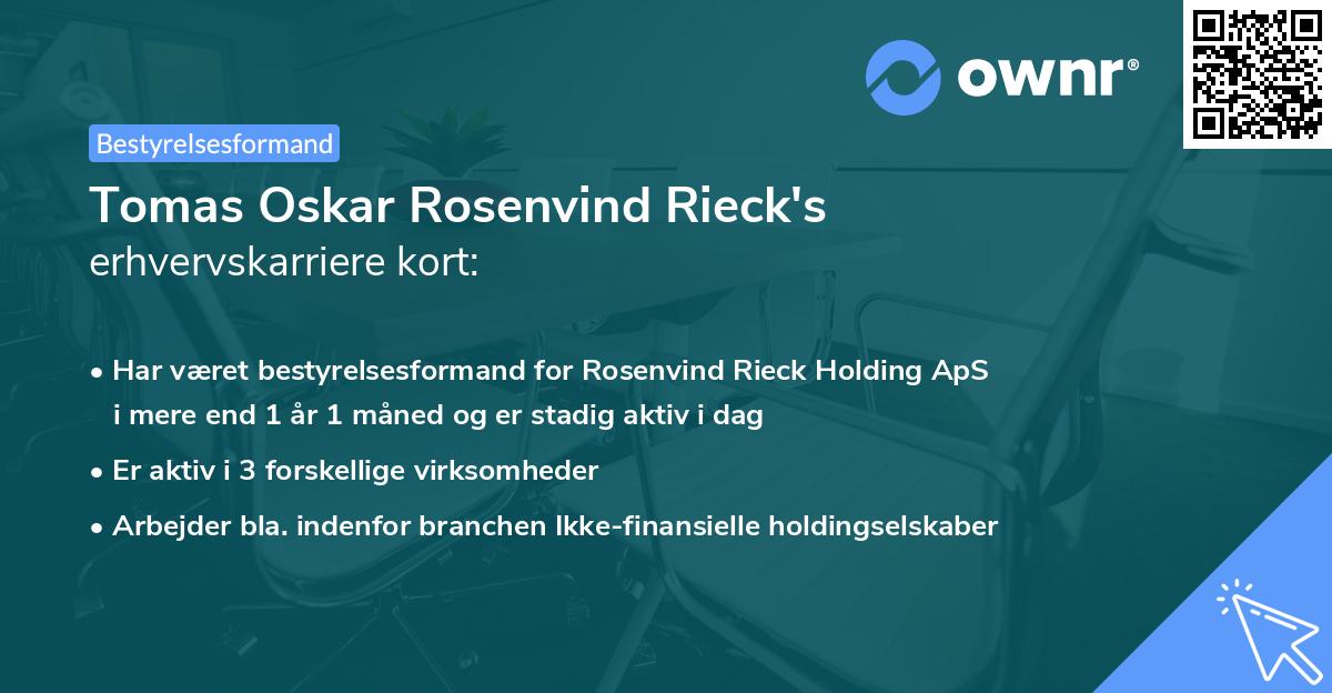 Tomas Oskar Rosenvind Rieck's erhvervskarriere kort