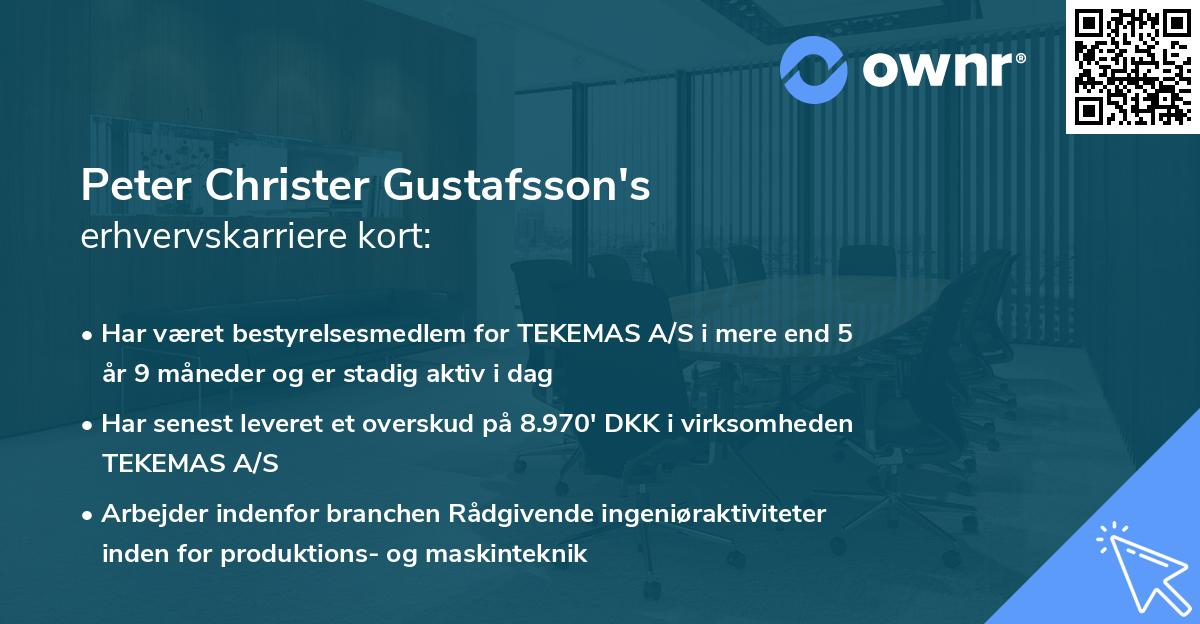 Peter Christer Gustafsson's erhvervskarriere kort