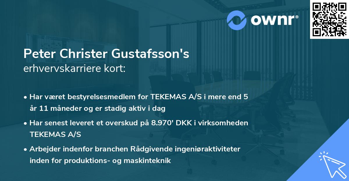 Peter Christer Gustafsson's erhvervskarriere kort
