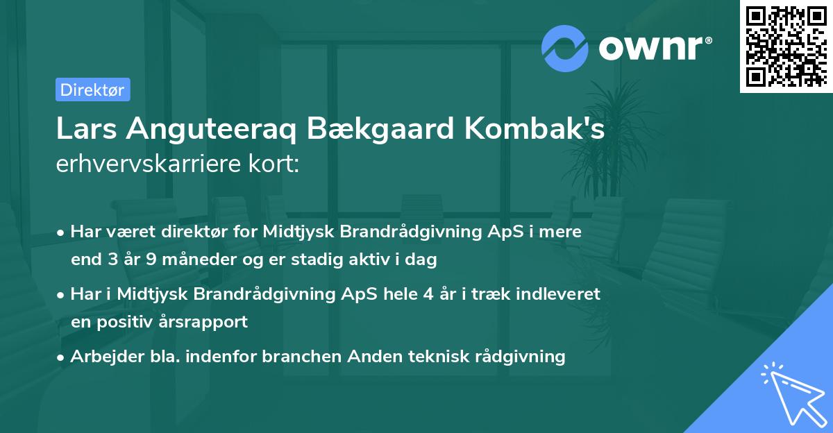 Lars Anguteeraq Bækgaard Kombak's erhvervskarriere kort