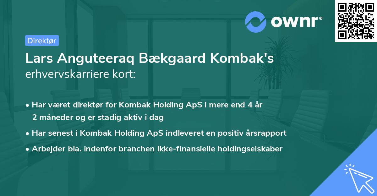 Lars Anguteeraq Bækgaard Kombak's erhvervskarriere kort