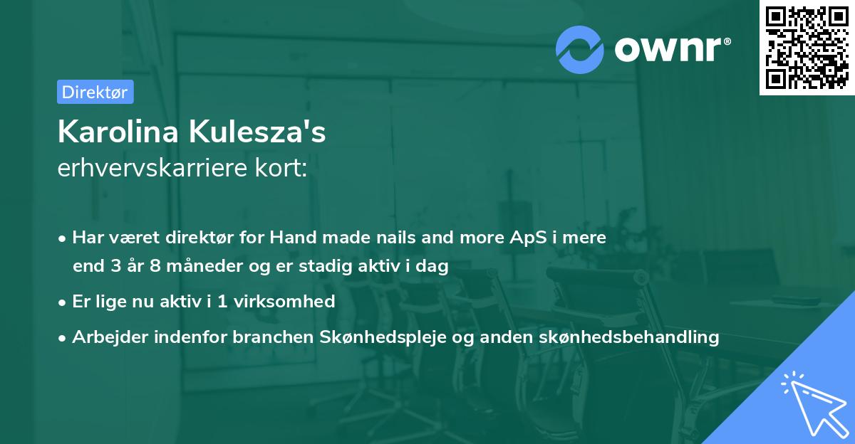 Karolina Kulesza's erhvervskarriere kort
