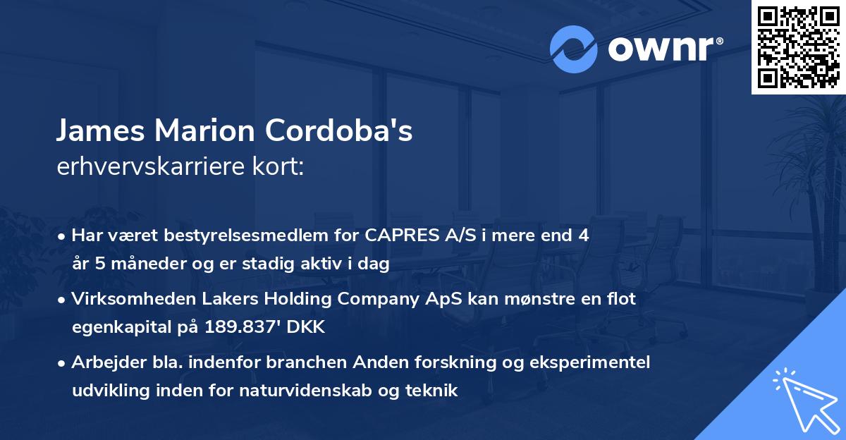 James Marion Cordoba's erhvervskarriere kort