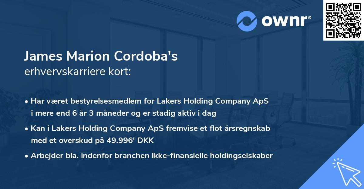 James Marion Cordoba's erhvervskarriere kort