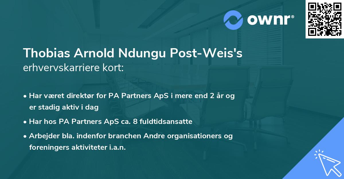 Thobias Arnold Ndungu Post-Weis's erhvervskarriere kort