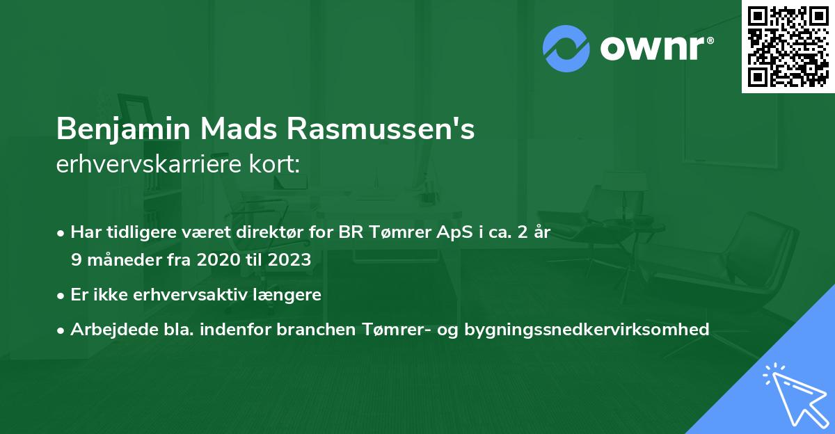 Benjamin Mads Rasmussen's erhvervskarriere kort