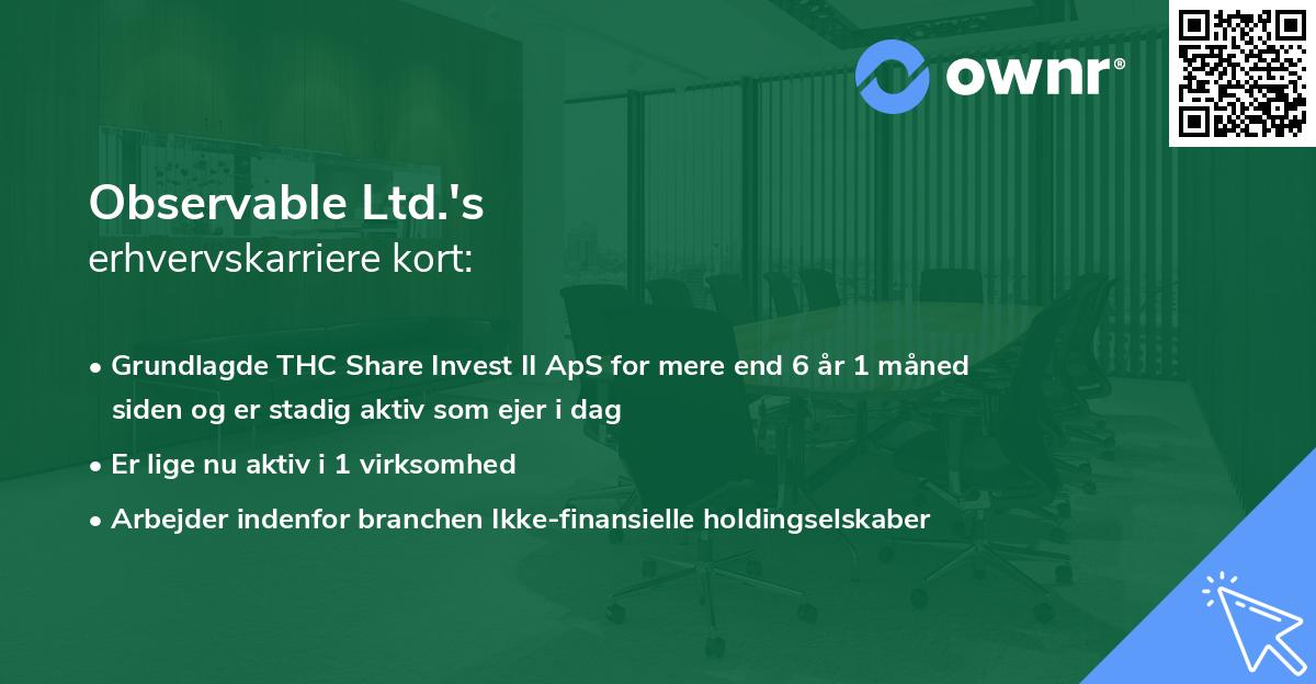 Observable Ltd.'s erhvervskarriere kort