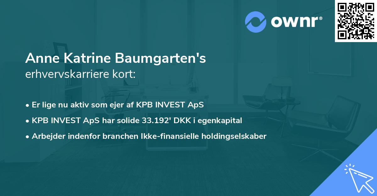 Anne Katrine Baumgarten's erhvervskarriere kort