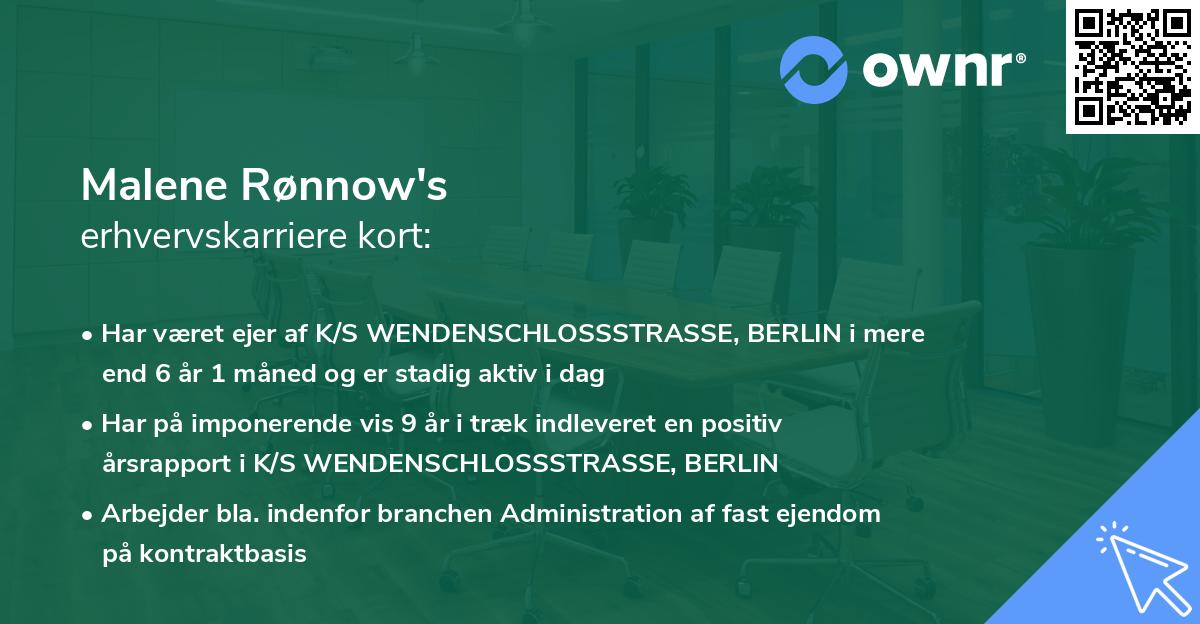 Malene Rønnow's erhvervskarriere kort