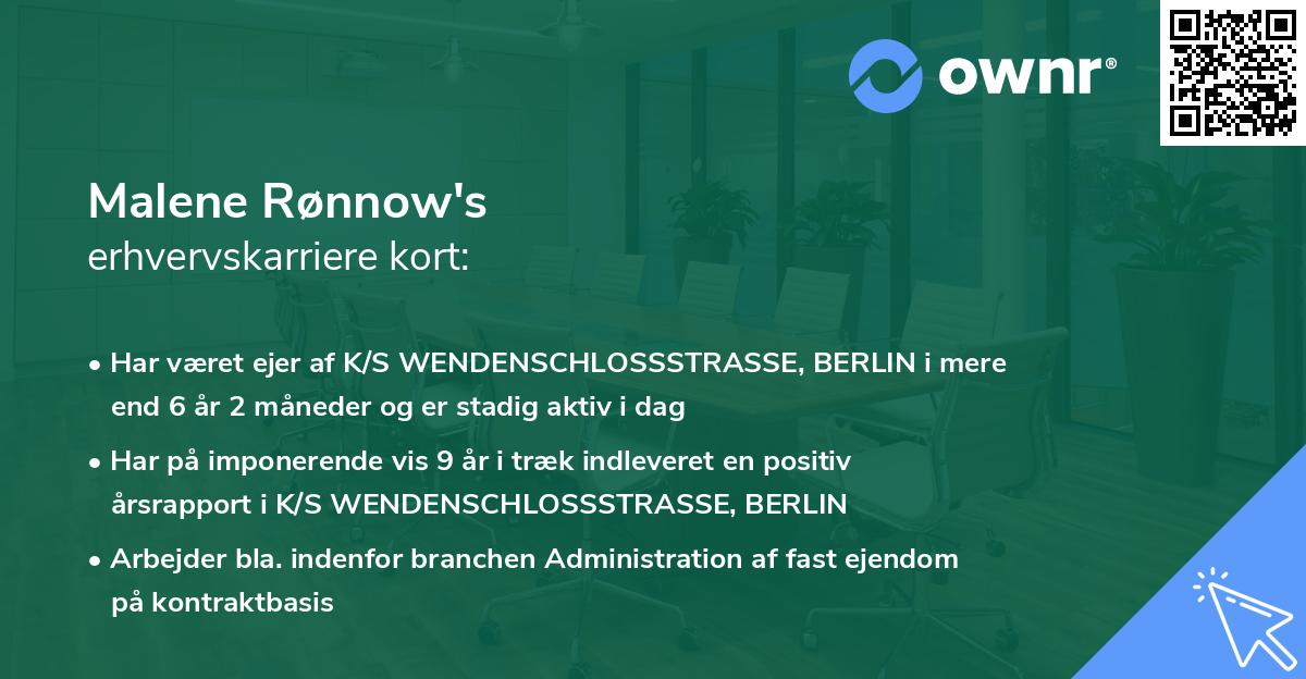 Malene Rønnow's erhvervskarriere kort