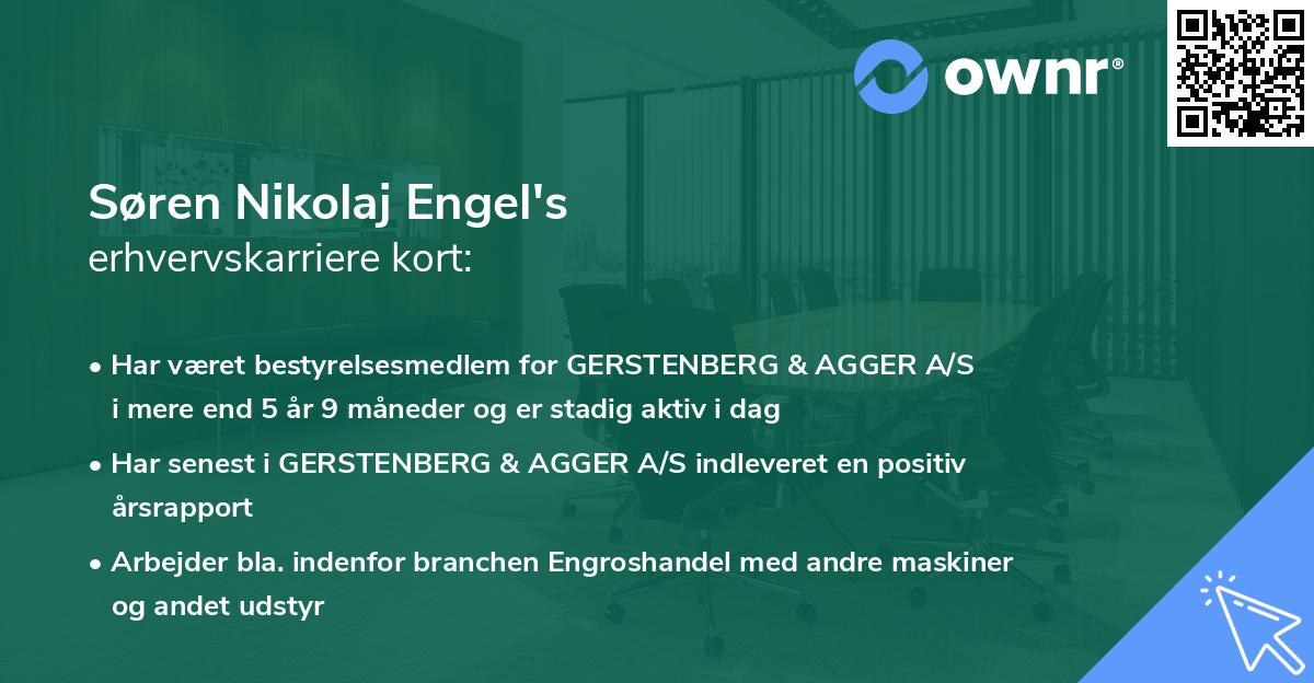 Søren Nikolaj Engel's erhvervskarriere kort