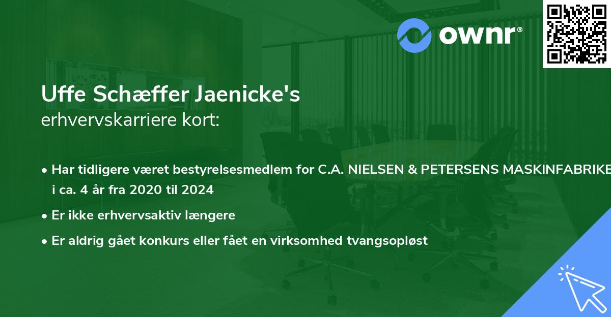 Uffe Schæffer Jaenicke's erhvervskarriere kort
